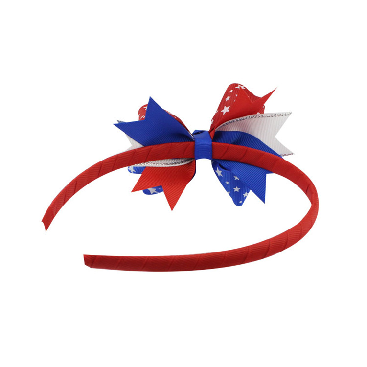 Barns amerikanska flagghår pinnar American Independence Day Bow Hair Hoops Swallowtail Headwear National Day Gifts Children Hair Accessories Plastic Pannband