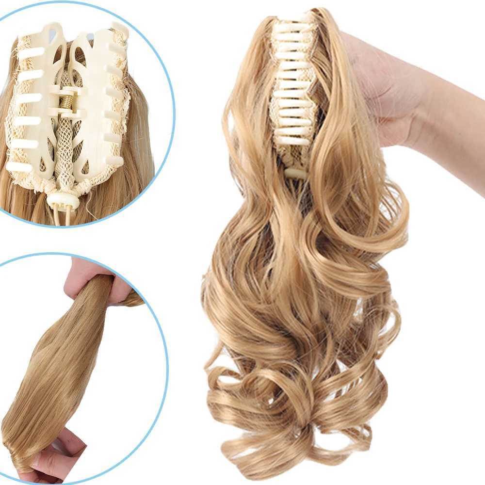 Syntetiska peruker Hårbulle Maker Claw Clip in Wave Ponytail Hair Syntetic Short Curly Jaw Pony Tail Hairpiece For Women False Tail Pigtail Smooth 240328 240327