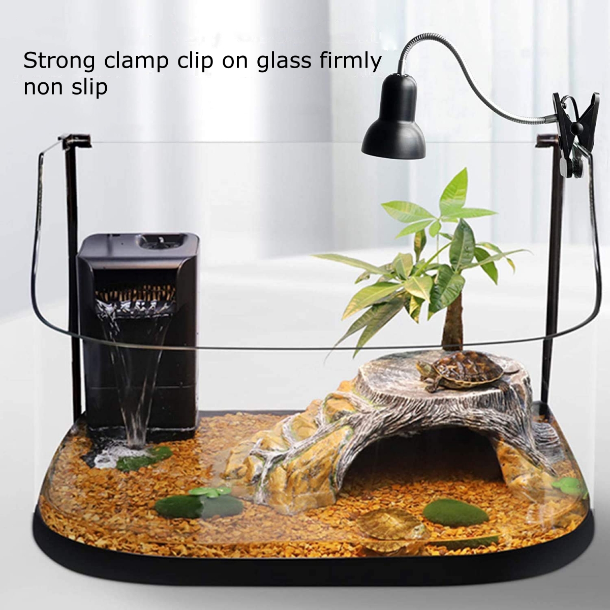 Lampes de bureau Lampe à pince portable à pince, E27, col de cygne flexible à intensité variable pour plantes d'intérieur, aquarium de tortue, éclairage domestique, ampoule non étanche