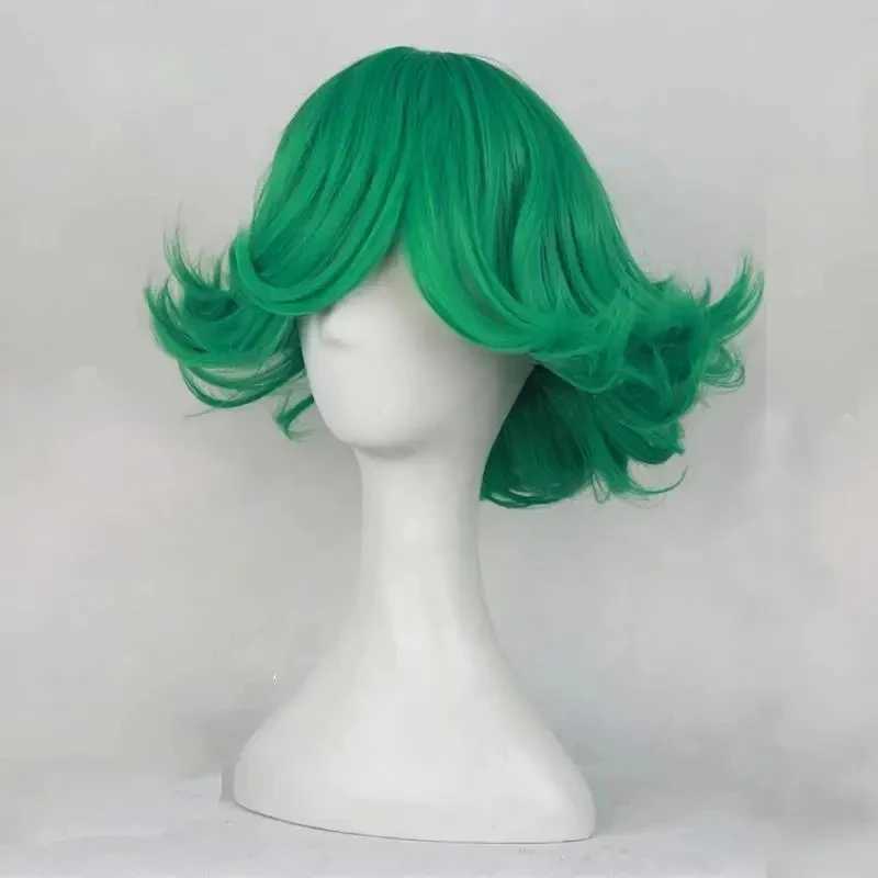 Perruques synthétiques Perruques en dentelle Anime One Punch Man Senritsu no Tatsumaki perruque de Cosplay 30 cm perruques de cheveux synthétiques courtes bouclées ondulées résistantes à la chaleur 240329