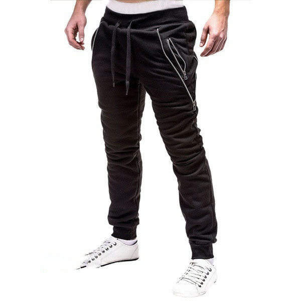 Designer Work Pants Casual Men Jogger Pants Side Zipper Relaxed Joggers Drawstring Sweatpants Men New Fashion Harem Pants Long Gym Sports Pants Men Trousers M-3XL