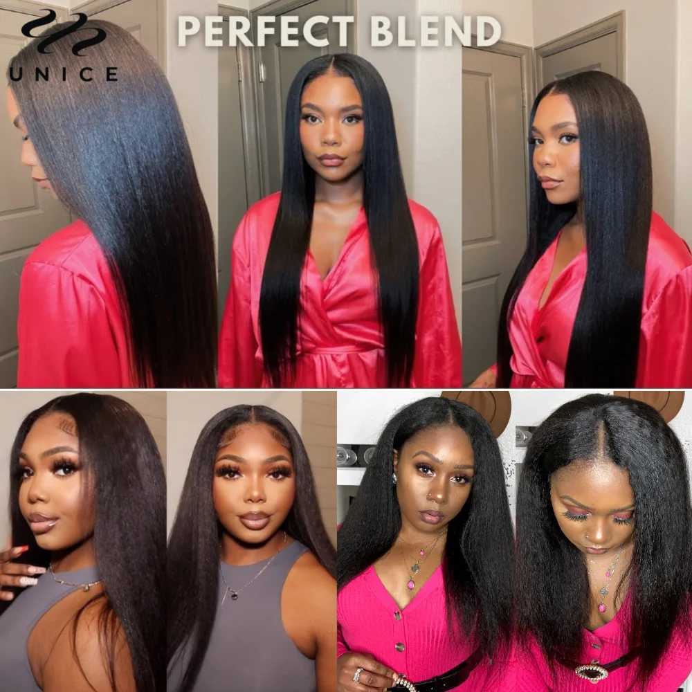 Synthetic Wigs Synthetic Wigs UNice Hair V Part Wig I-Part Wig Human Hair Kinky Straight Wig Glueless U Part Wig Human Hair Wigs Blend with Your Own Hairline 240327