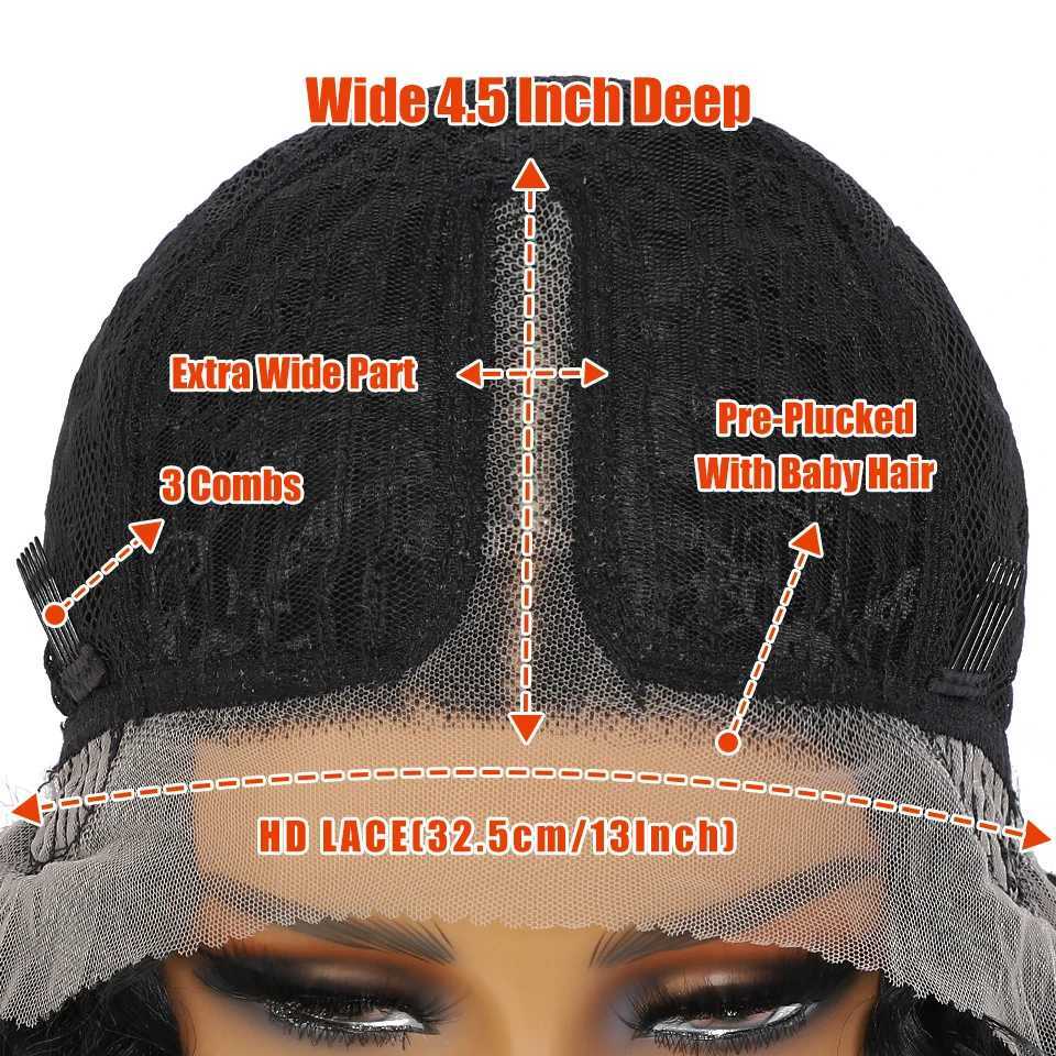 Synthetic Wigs Synthetic Wigs 20 Inch Curly Synthetic Lace Front Wig For Africen Women Black T Part Without Glue Blonde Curly Lace Frontal Wig For Afro Female 240327