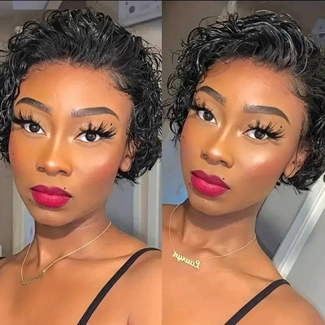 Synthetic Wigs Curly Pixie Cut Wig Transparent Lace Human Hair Wigs Short Bob Wig 13x1 Lace Wig Prepluck Brazilia Human Hair For Women Cheap 240329