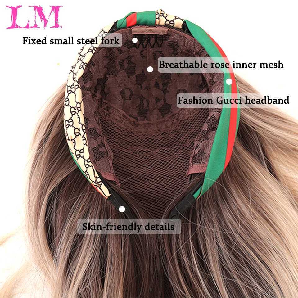 Parrucche sintetiche Parrucche in pizzo LM Parrucca sintetica ondulata lunga con fascia femminile Ombre Marrone Nero Biondo Cosplay Parrucca mezza capelli resistente al calore naturale donna 240328 240327