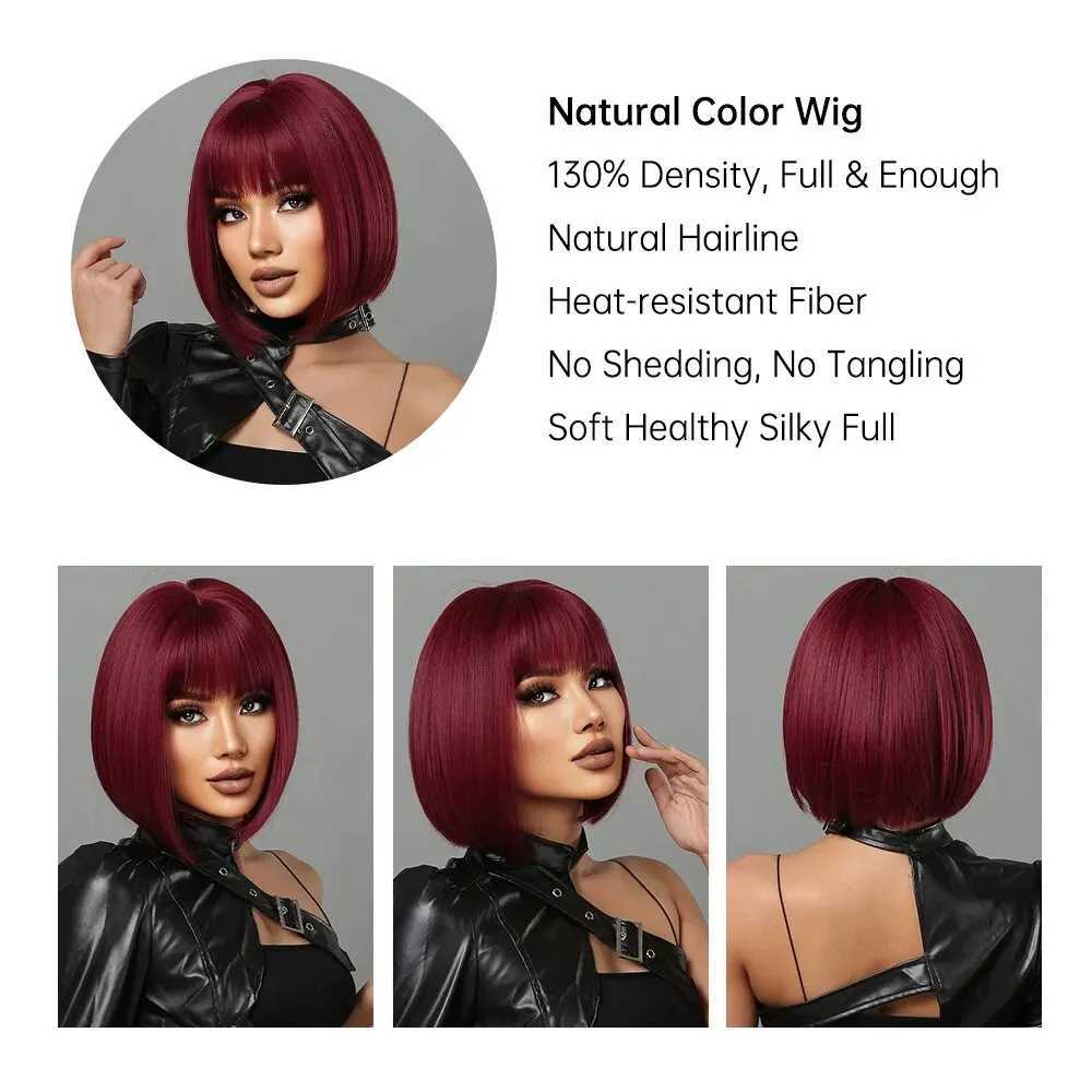 Perruques synthétiques Wig Bob Red Bob pour femmes Bob bordeaux Bob Wigs avec une perruque synthétique résistante à la chaleur à la chaleur 240328 240327