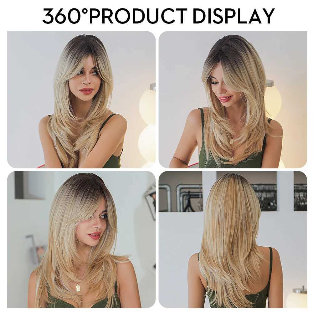 Synthetic Wigs oneNonly Long Straight Blonde Wig Bob Synthetic Wigs for Women Lolita Party Natural Wigs High Temperature Hair 240328 240327