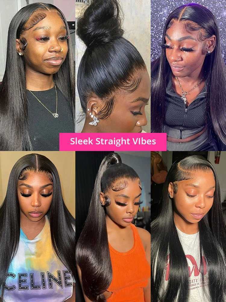 Synthetic Wigs Human Chignons MYLOCKME Bone Straight 13x4 HD Lace Front Human Hair Wigs Wear And Go Glueless Brazilian 13x6 Lace Frontal Wig For Women 240329