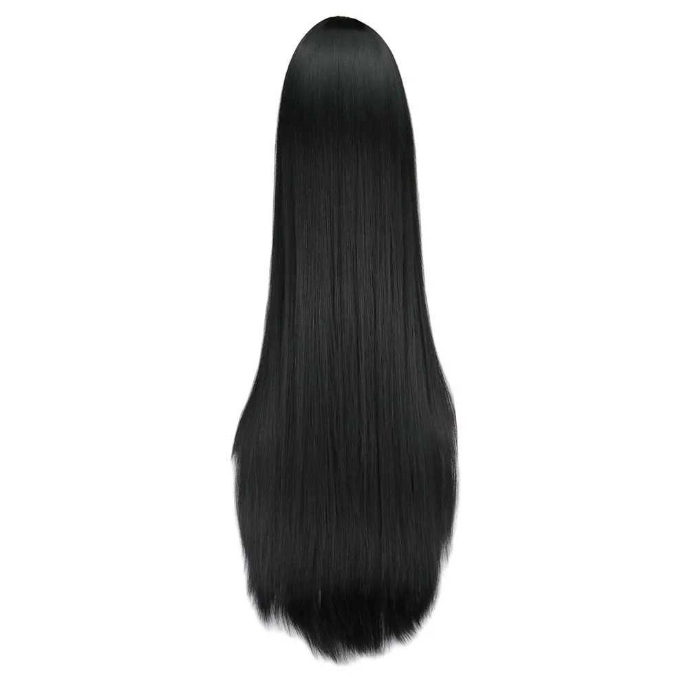 Synthetic Wigs Cosplay Wigs Black Wig 100CM/40 Inches Long Wigs Synthetic Heat Resistant Halloween Carnival Costume Cosplay Straight Hair 240328 240327