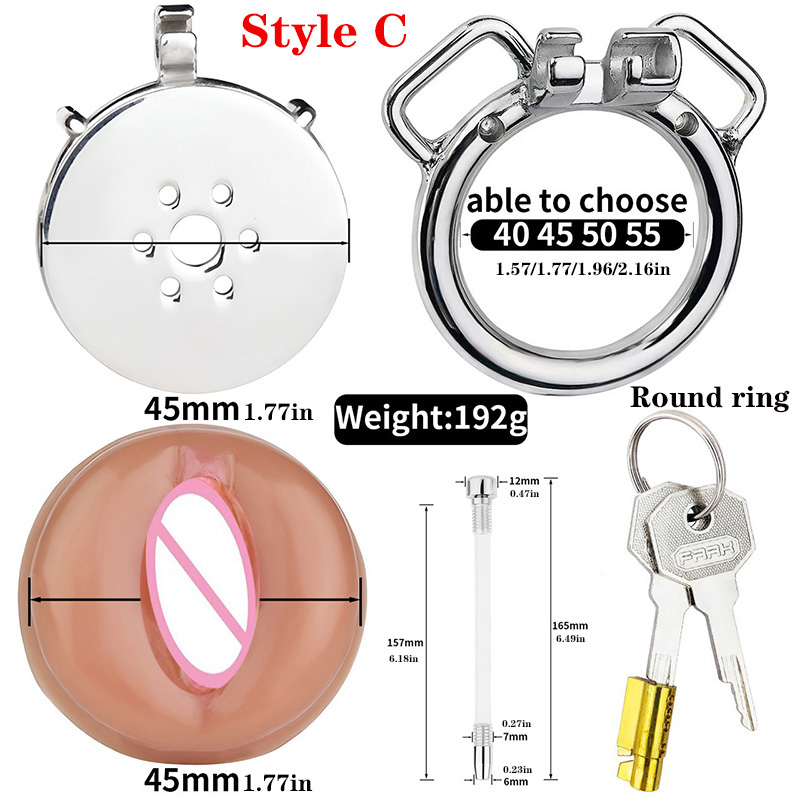 Stainless Steel Chastity Cage with Detachable Silicone Pussy Urethral Plug Penis Lock Cock Rings Adults Sex Toys for Men