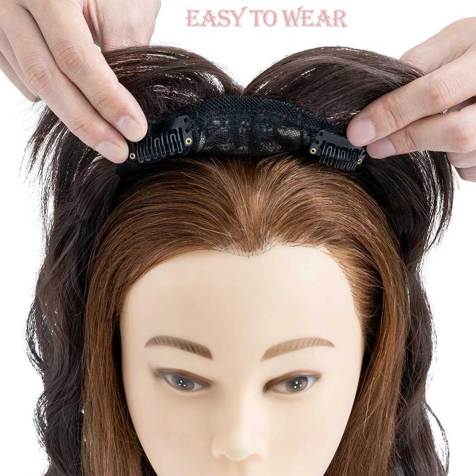 Parrucche sintetiche Frangia Benehair Topper Pezzo di capelli Parrucca diritta invisibile senza cuciture Frangia Clip sopra la testa Copertura di ricambio invisibile naturale Capelli bianchi 240329