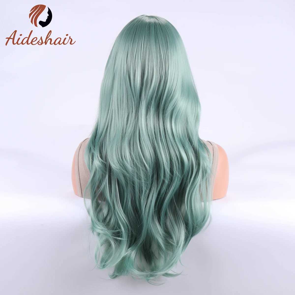 Perruques synthétiques perruques Cosplay perruques Aideshair 28 cheveux longs ondulés perruque Cosplay résistante à la chaleur pour femmes vert 240328 240327