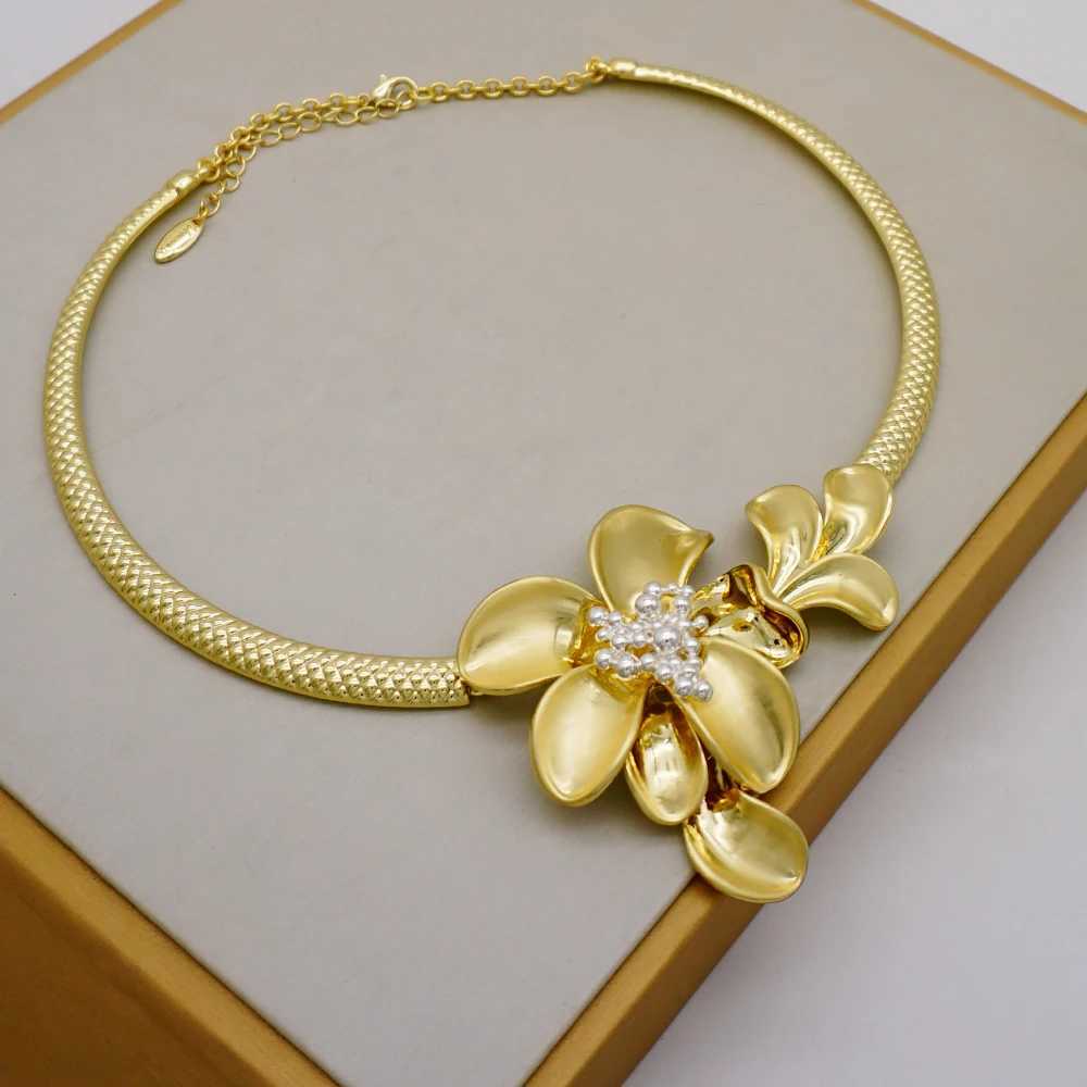 Pulseira brasileira cor de ouro flor jóias dubai conjunto de jóias femininas estilo italiano colar pulseira brinco estilo italiano jóias 240319