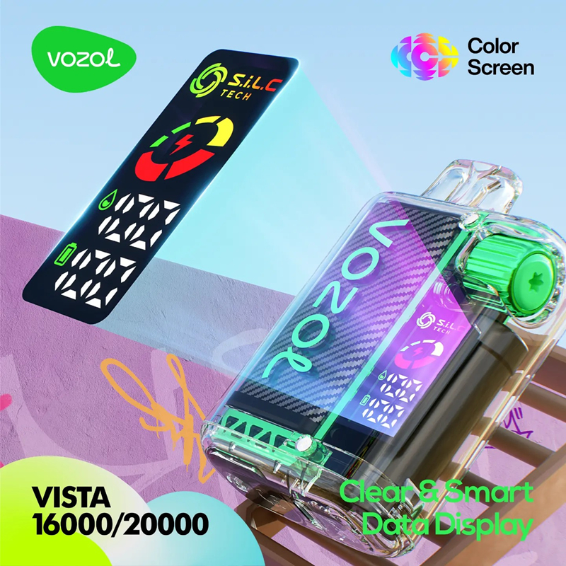 Vozol 16000/20000 Puffs Bar double écran LCD maille E Cigrettes jetables en gros Vape Bar