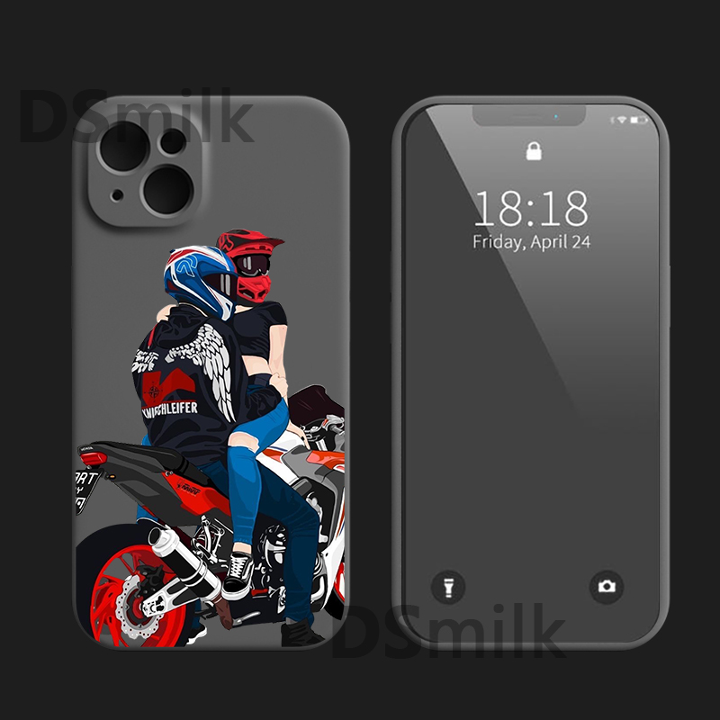 Motociclista Cassa Del Telefono il iPhone 15 14 13 Pro 12 11 Pro Xs X XR Max 8 7 SE Forte Custodie In Silicone Morbida copertura posteriore