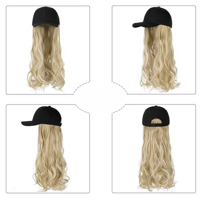 Sentetik peruklar sentetik peruklar sentetik kabarık dalgalı peruklar ile şapka beyzbol şapkası dikişsiz bağlantı saçları kadınlar için ayarlanabilir şapka wig 240328 240327
