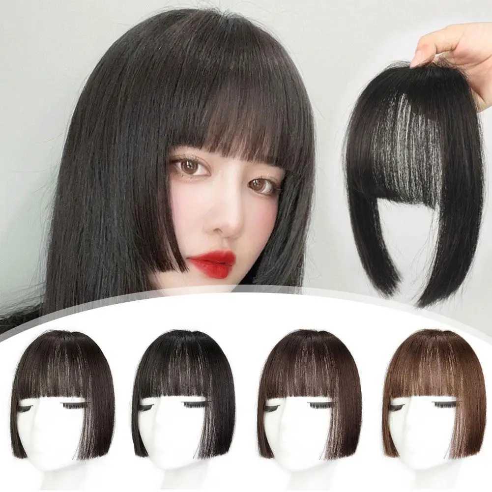 Synthetic Wigs Bangs Synthetic Princess Cut Bangs Wig Natural Forehead Fake Bangs Side Perm Wig Piece Center Split Bangs Wig Womens Wig Piece 240329