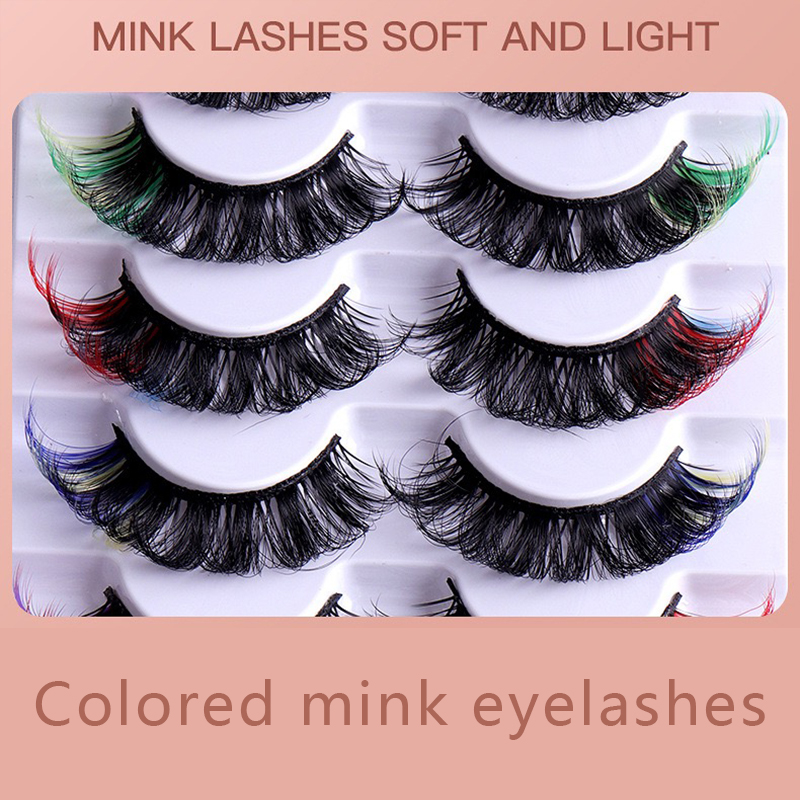 High quality 3D Mink Eyelashes Expensive false eyelashes Color thick raised long eyelashes Explosive dance watch actor makeup eyelashes wholesale