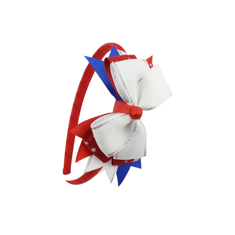 Flickas amerikanska flagghår pinnar American Independence Day Bow Hair Hoops Swallowtail Headwear National Day Gifts Kids Hair Accessories Plastiska pannband