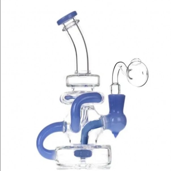 7.8inchs Recycler Oil Rigs Glass Water Bongs Hookahs Smoke Water Pipes Thick glass Bong With 14mm Joint