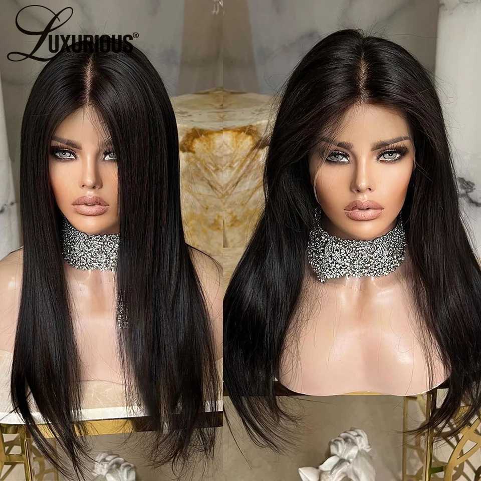 Synthetic Wigs Silk Base Full Lace Wigs For Women Humna Hair 613 Blonde Lace Front Wig Straight Natural Black Transaprent Silk Top Lace Wig 240328 240327