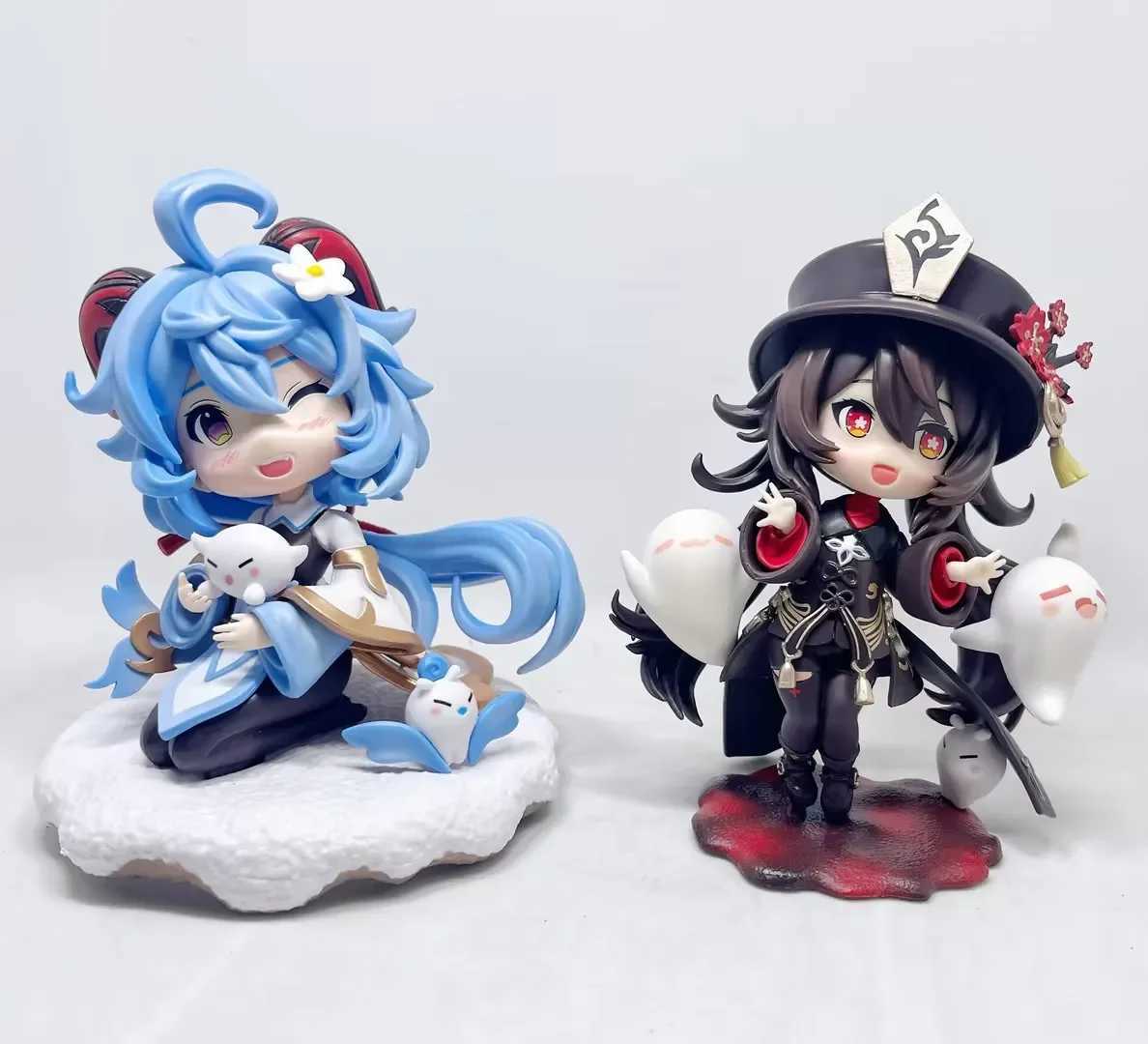 Anime Manga Genshin Impact Ganyu figurka Hu Tao Kawaii Mini modelka figurki Anime GK PVC zabawki dla dzieci dekoracja stou prezenty 240319