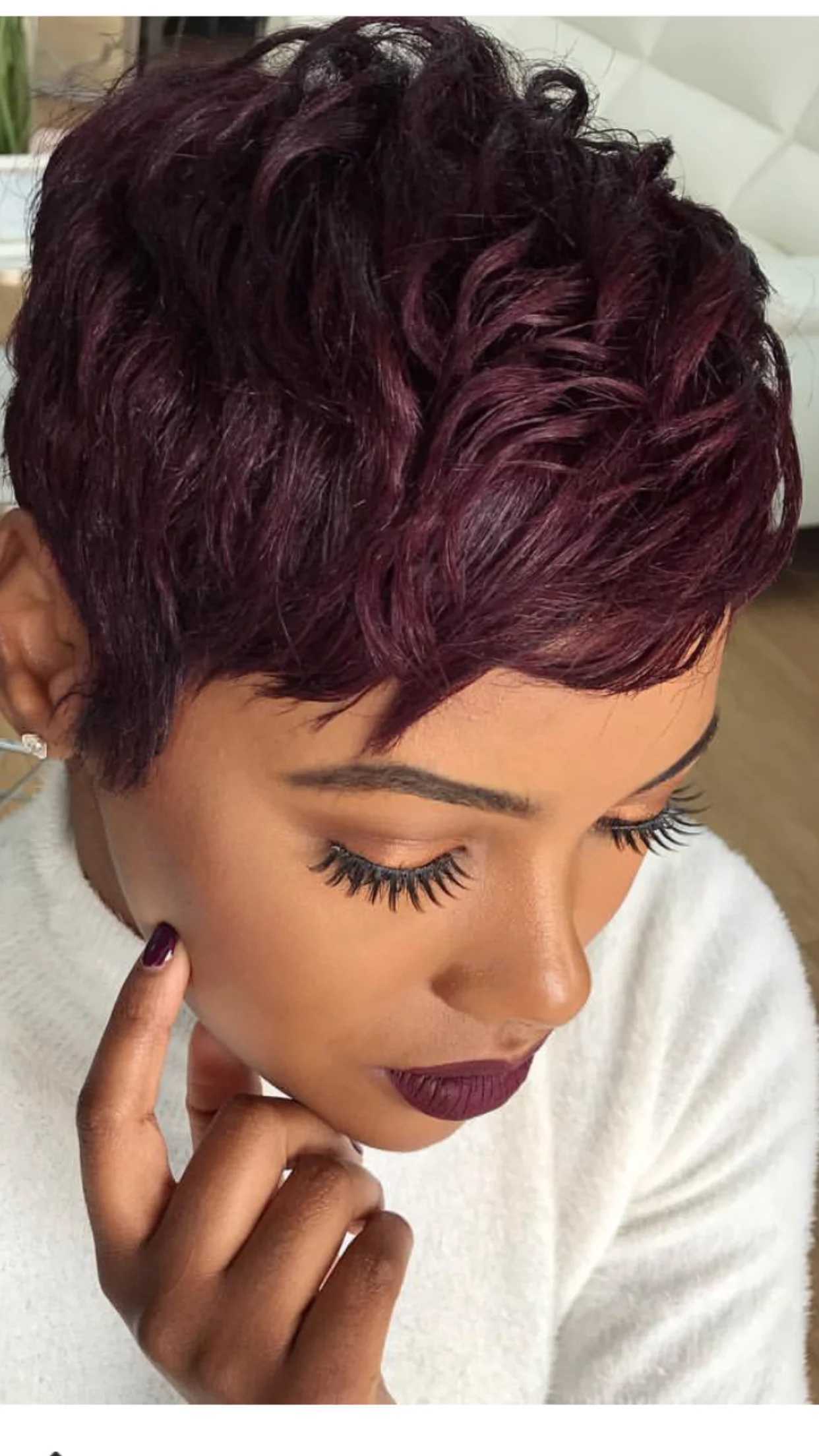 Synthetic Wigs Cosplay Wigs BeiSDWig Heat Resistant Synthetic Wigs for Black/White Women Short Black Wig with Mixed Burgundy Bangs Colored Hairstyles 240329