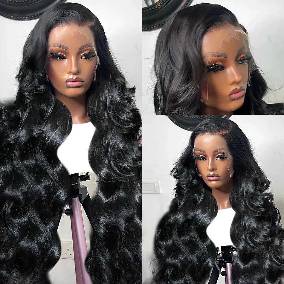 Synthetic Wigs Luvin 13x6 HD Transparent Body Wave Lace Front Wig Brazilian 250 Density 40 Inch 13x4 360 Lace Frontal Human Hair Wig For Women 240329