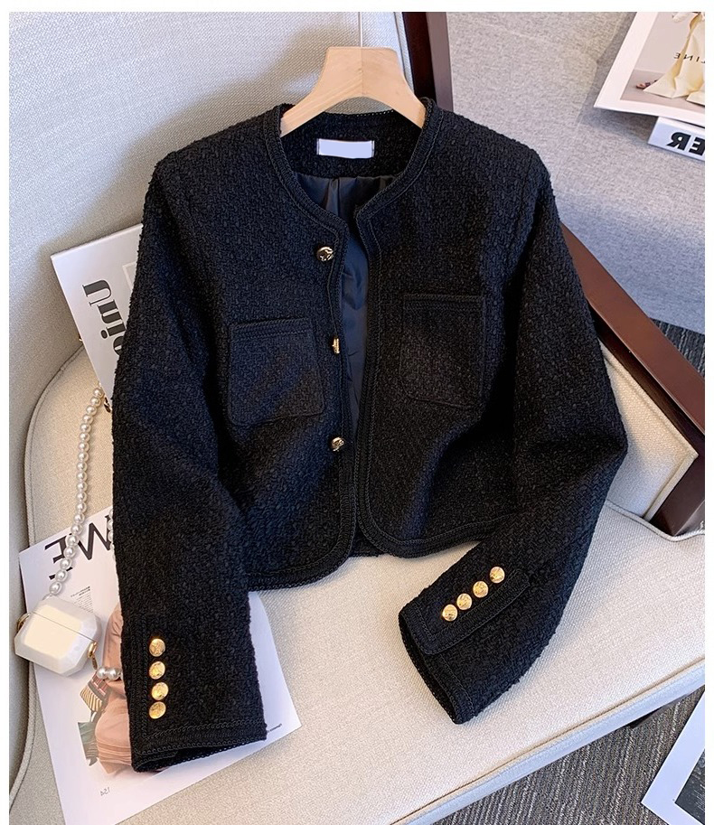 Prosty temperament dla kobiet jesienna Tweed Short Jacket M L XL 2xl