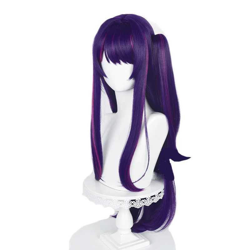 Perruques synthétiques L-email perruque cheveux synthétiques Oshi no Ko Hoshino Ai Cosplay perruque 80 cm de long violet Rose reflets queue de cheval résistant à la chaleur perruque 240328 240327