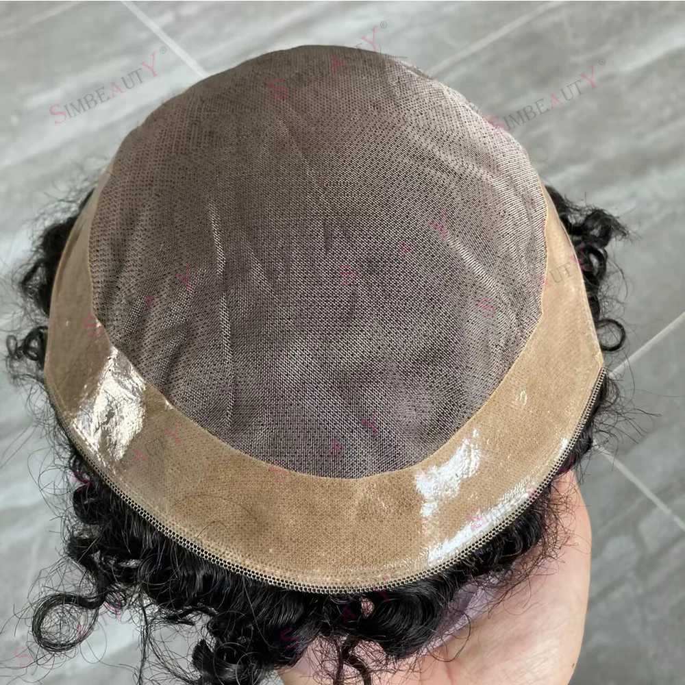 Sentetik peruklar erkek çocuk perukları 8mm afro toupee adam örgü ünitesi siyah erkek bükücü kıvırcık% 100 insan saçı Afrikalı Amerikan Toupees erkekler için PU ile mono dantel 240327 civarında