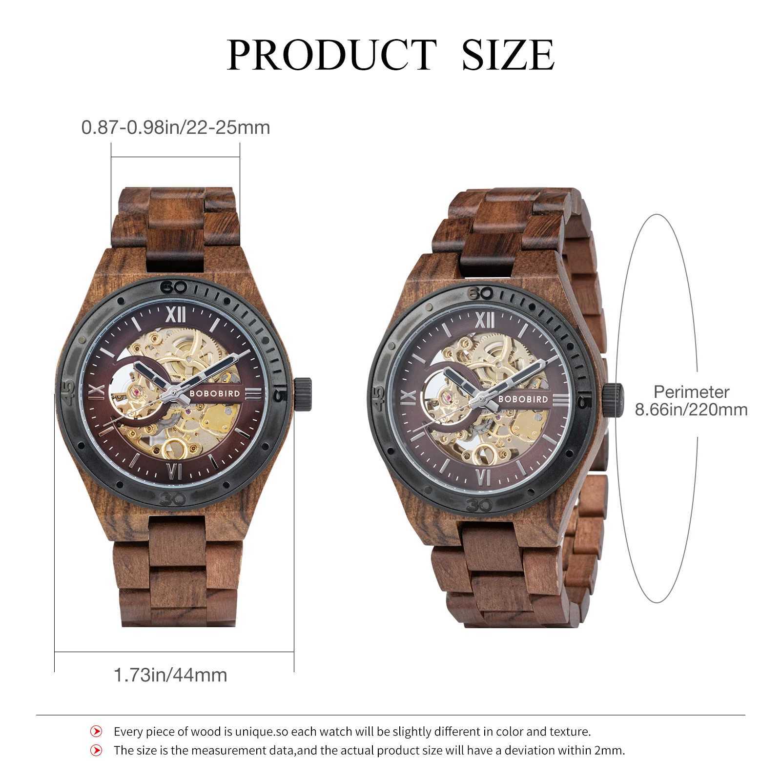 Wristwatches Wooden wooden gift box luxury mens watches BOBO mechanical watch for birds custom made 240319