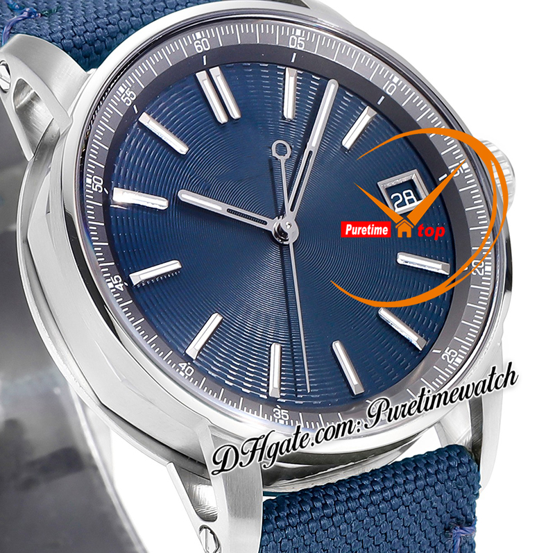 Kod 11.59 15210 A4302 Automatisk herrklocka 3GF 41mm Steel Case Blue Index Texturerat Dial Nylon Leather Strap Super Edition Puretimewatch Reloj Hombre F2