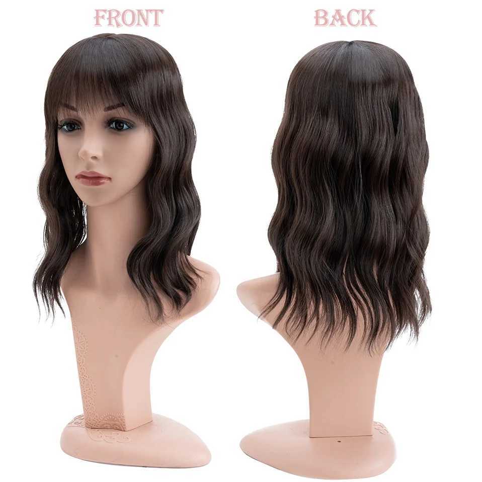 Perruques synthétiques Bangs Benehair Topper Hair Piece Invisible Seamless Straight Wig Bangs Clip Overhead Naturel Invisible Remplacement Couverture Cheveux Blancs 240329