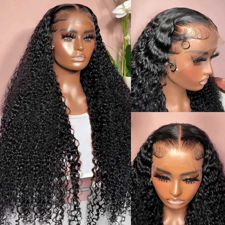 Synthetic Wigs Synthetic Wigs 13x4 Hd Lace Frontal Wig Brazilian Human Hair Wigs 250 D ensity 30 Inch Deep Wave Frontal Wig 240328 240327