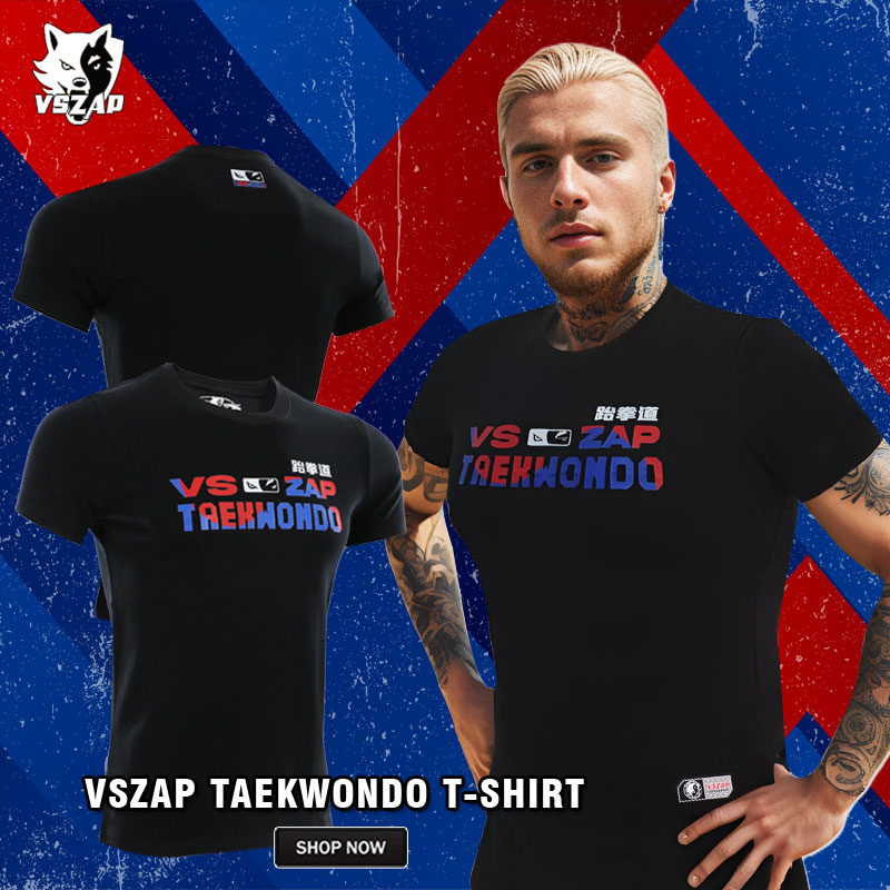 VSZAP combat haut de fitness sport Muay Thai T-shirt imprimé à manches courtes, pur coton Taekwondo vêtements de course décontractés