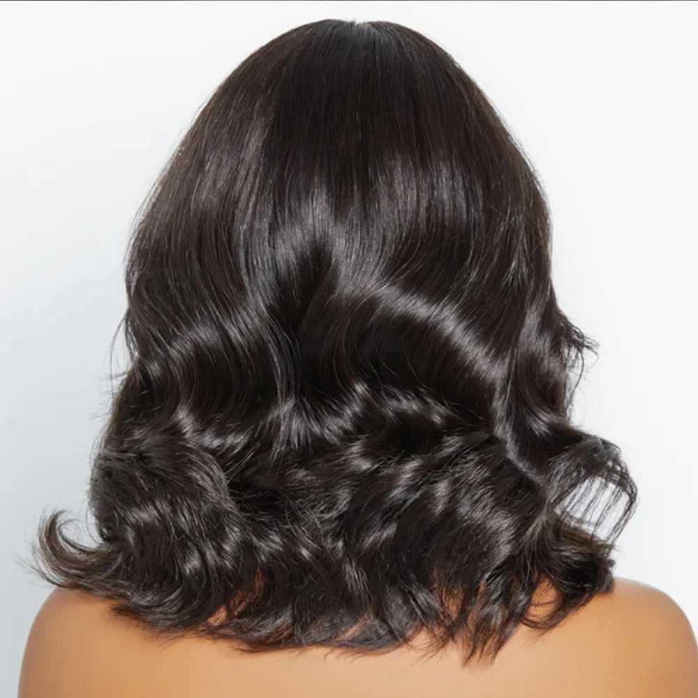 Perucas sintéticas falso couro cabeludo solto ondulado perucas de cabelo humano com franja 180% densidade laço superior onda do corpo brasileiro remy perucas de cabelo humano para mulheres negras 240329