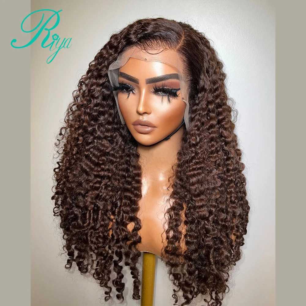 Syntetyczne peruki imbir 13x6 koronkowe przednie ludzkie włosy peruki dla kobiet wstępnie wyrzucone 250% brazylijskie Jerry Curly 4x4 Lace Closure Pargure Human Hair Remy 240328 240327