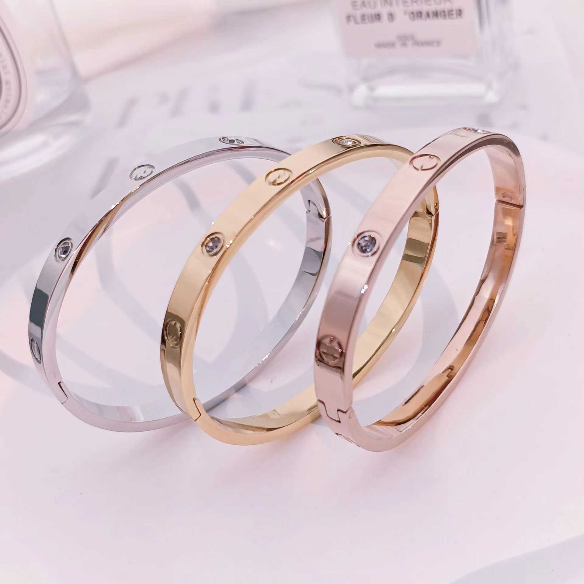 Original 1to1 Cartres Pulseira Coreano novos amantes pulseira com diamante 18k ouro rosa acessórios para meninas