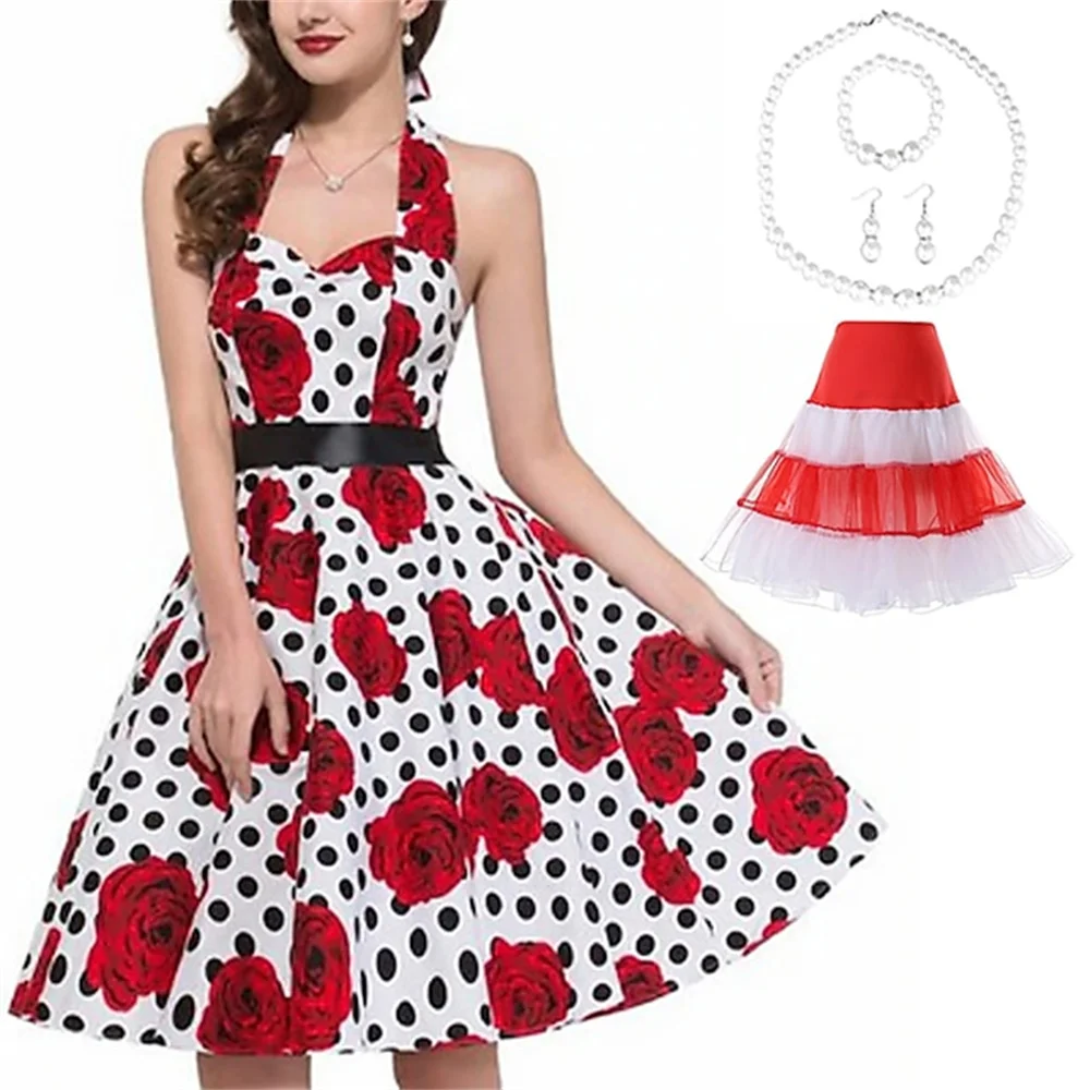 Retro 1950s Skirt A-Line Dress Tutu Flare Dress Audrey Hepburn Women's Evening Party Dress