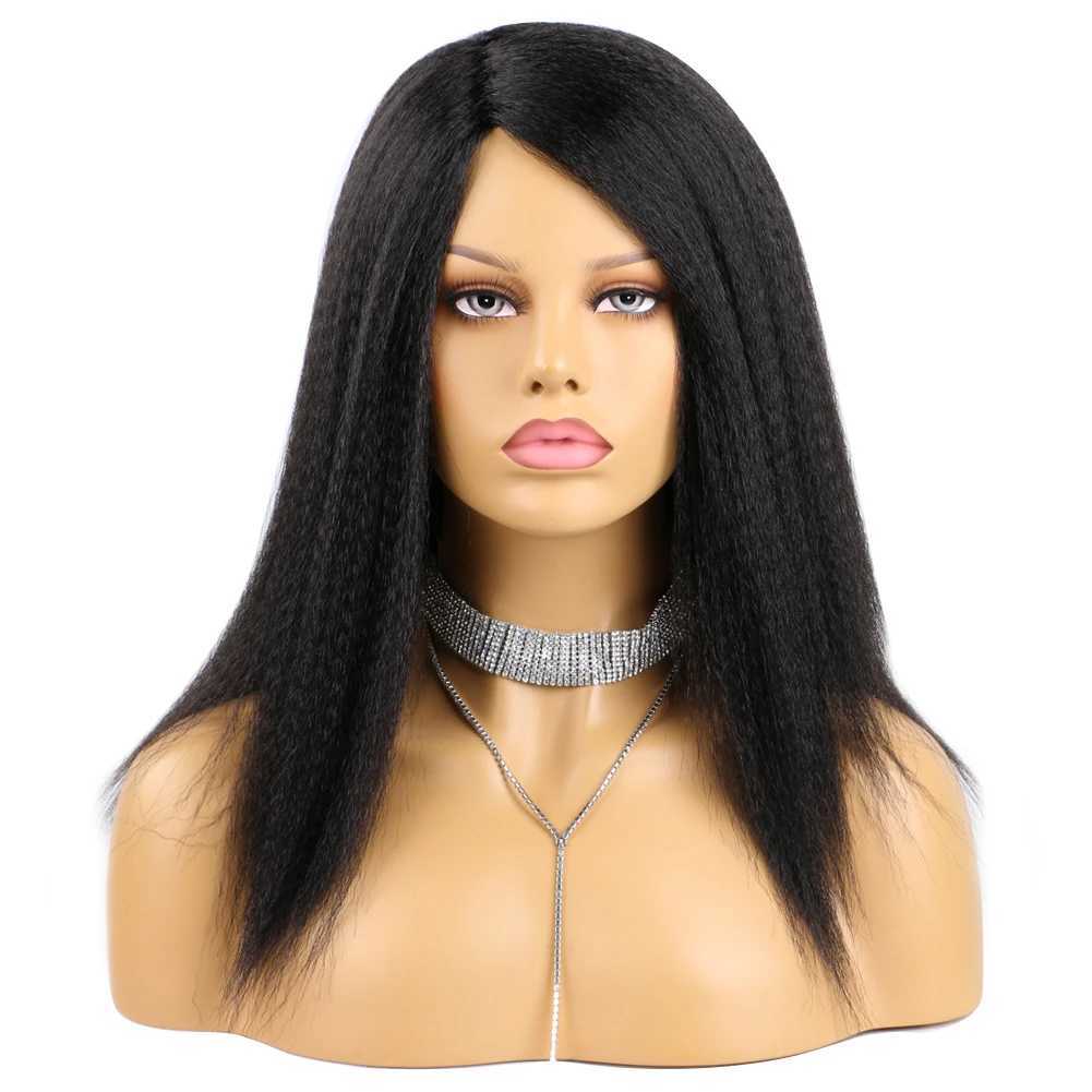 Synthetic Wigs Cosplay Wigs 14 inch Africa kinky style synthetic wig yaky texture rose inner net synthetic hair wig classic high temperature fiber wig 240329