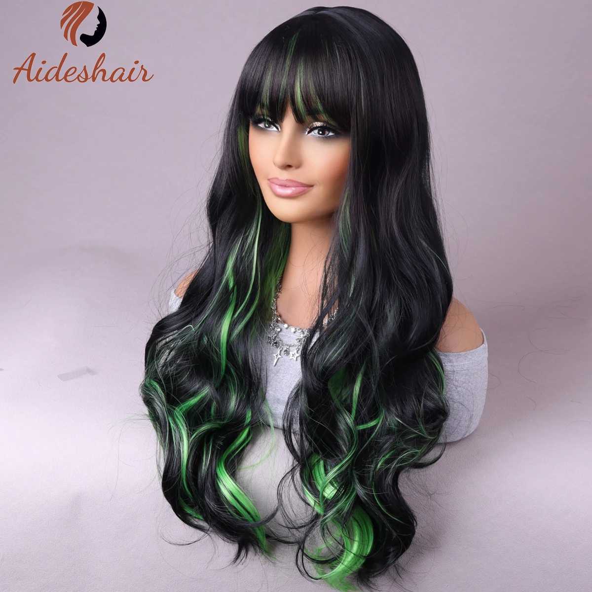 Synthetic Wigs Cosplay Wigs Black wig with bangs Natural medium length straight wig for women heat resistant fiber synthetic wig for daily Cosplay 240328 240327