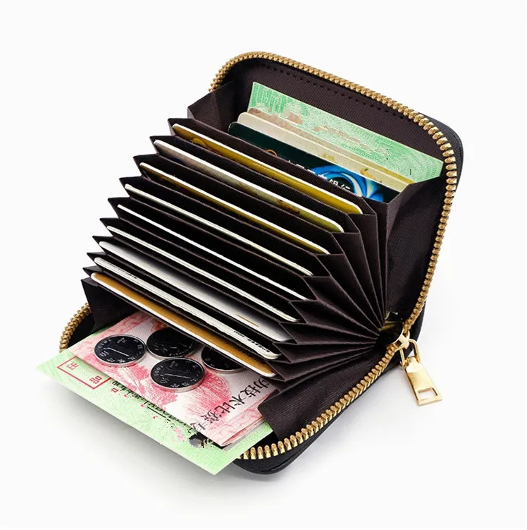 LL Women`s Card Bag PU Card Holder Coin Purse Multi-position Zipper Mini Money Bag K9926