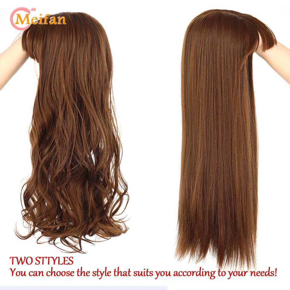 Synthetic Wigs Synthetic Wigs MEIFAN Long Synthetic Clip on Hair Topper Add Volume Invisible Closure Hairpiece With Bangs for Covering White Hair 240328 240327