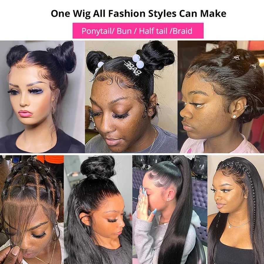 Synthetic Wigs Human Chignons HD Transparent 360 Lace Frontal Wig 4x4 Lace Closure Wig Straight 13x6 Lace Front Human Hair Wigs For Black Women 30 32 34Inches 240329
