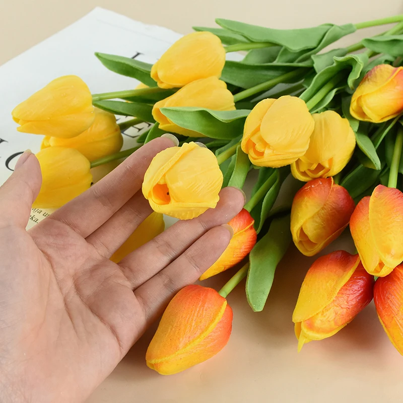 10st tulpan blommor konstgjorda pe skum tulpan bukett bröllop hem trädgård dekoration verklig beröring falska festivalfest gåvor