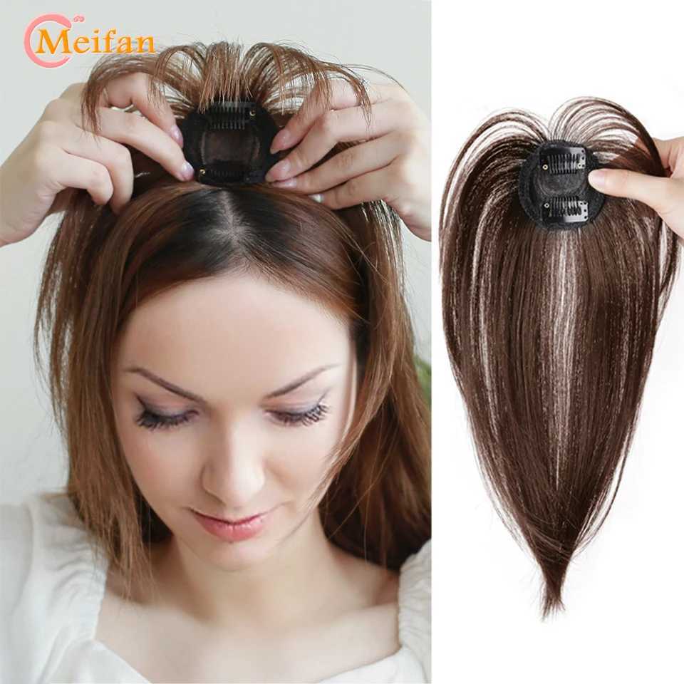 Synthetic Wigs MEIFAN Synthetic False Bangs Clip-In Bangs Natural Neat Fake Fringe Topper Hairpiece Invisible Clourse Hairpieces 240329