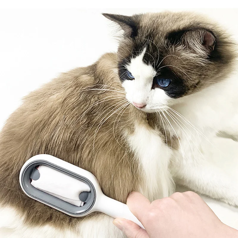 Escovas Removedor de pêlos de gato e limpeza 2 em 1 pente com toalhetes molhados Blush Knotting Roller Removendo para pequeno gato médio