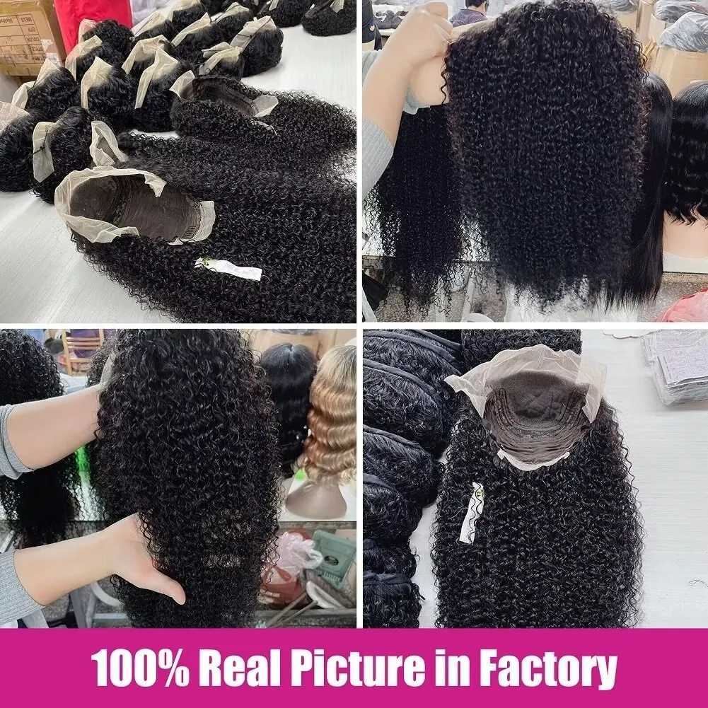 Syntetiska peruker Human Chignons kinky Curly Human Hair Wigs Spets Frontal 13x4 HD Spets Front Wig Pre Plucked 4x4 Spets Closure Wig Remy Human Hair Exterion 240328 240327