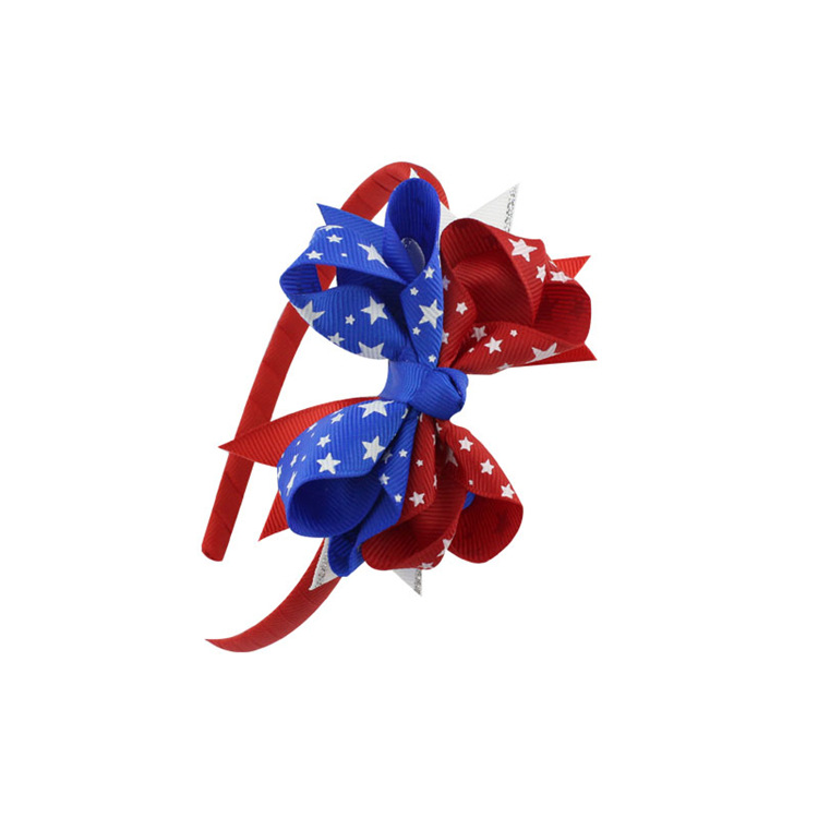 Barns amerikanska flagghår pinnar American Independence Day Bow Hair Hoops Swallowtail Headwear National Day Gifts Children Hair Accessories Plastic Pannband